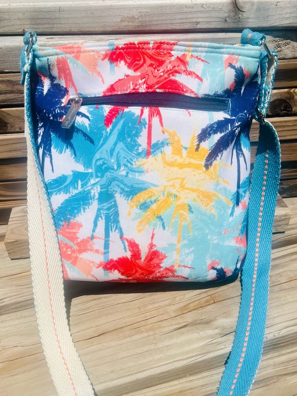 - Caribbean Joe Tropical Print Crossbody Canvas Bag! EUC! - Picture 4 of 16